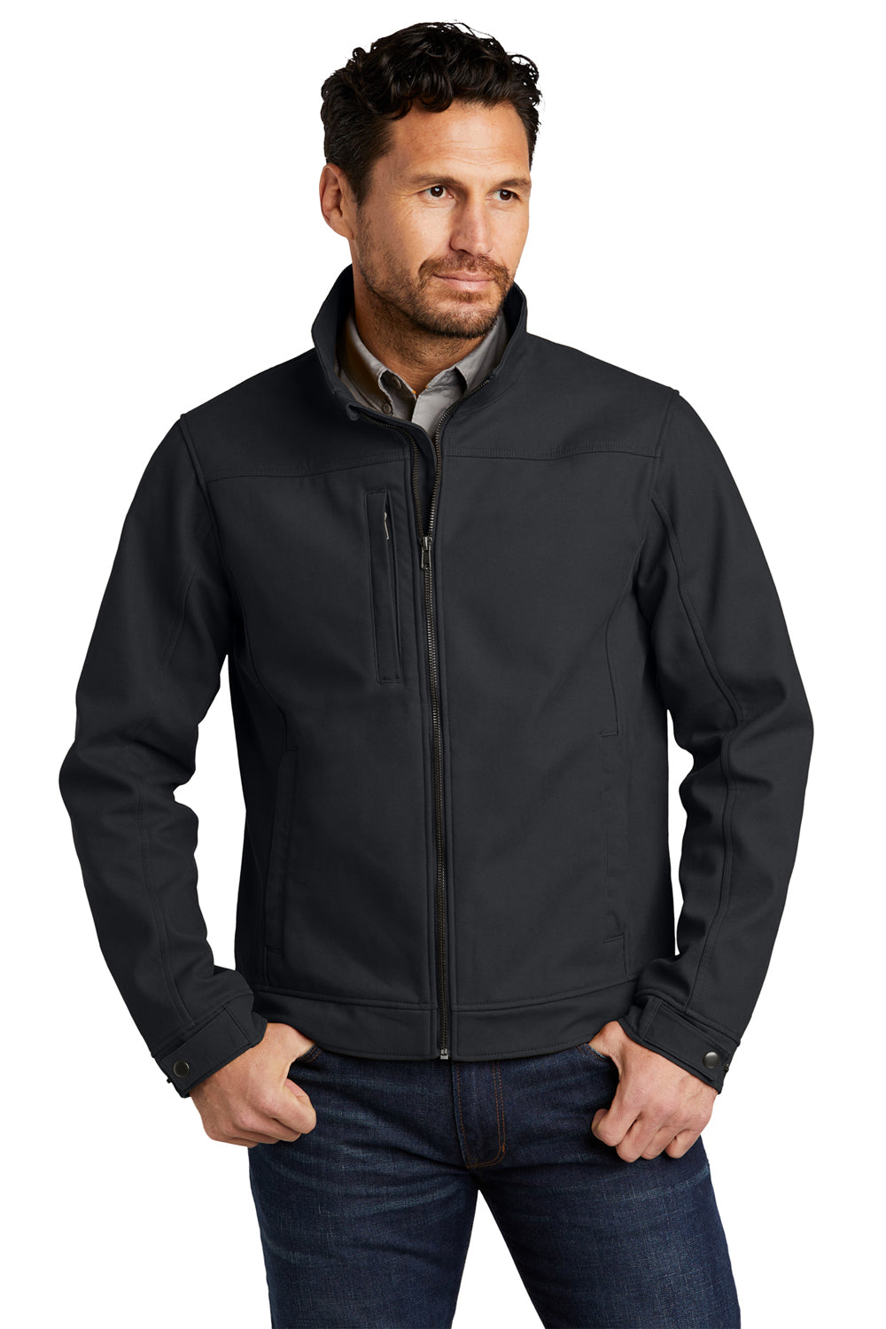 CornerStone CSJ60 Mens Duck Cloth Water Resistant Full Zip Jacket Charcoal Grey Model Front