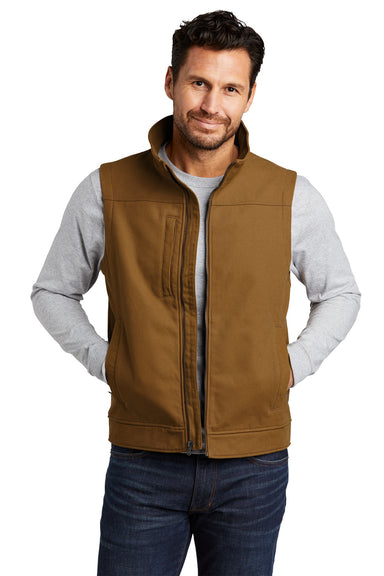 CornerStone CSV60 Mens Duck Cloth Water Resistant Full Zip Vest Duck Brown Model Front