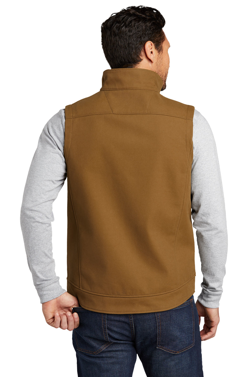 CornerStone CSV60 Mens Duck Cloth Water Resistant Full Zip Vest Duck Brown Model Back