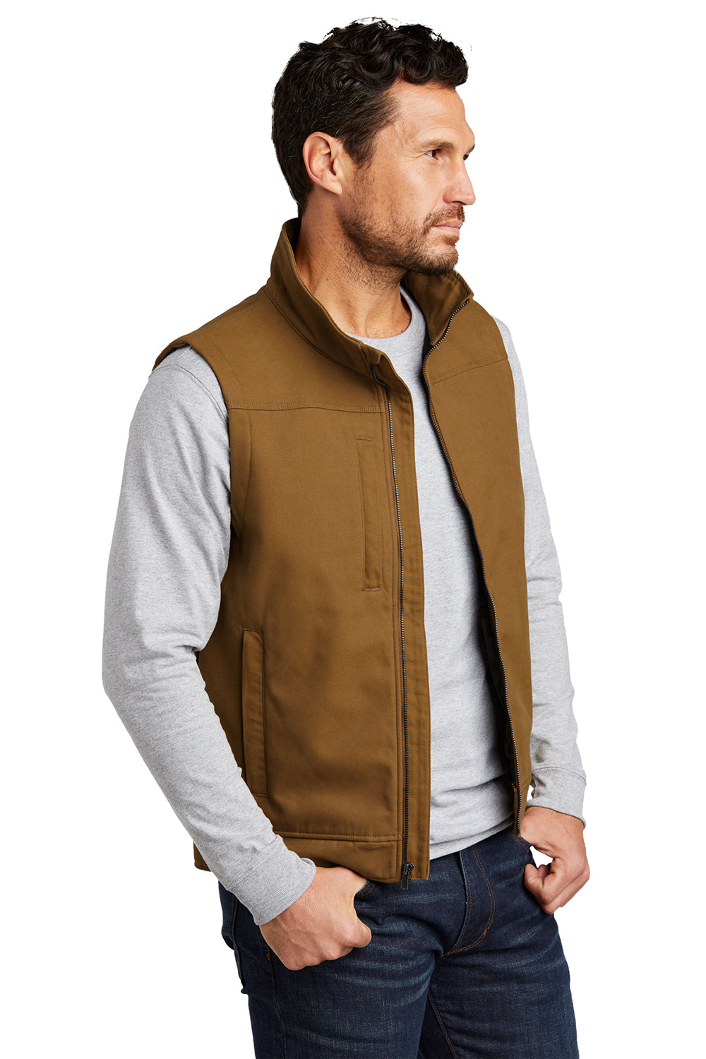 CornerStone CSV60 Mens Duck Cloth Water Resistant Full Zip Vest Duck Brown Model 3q