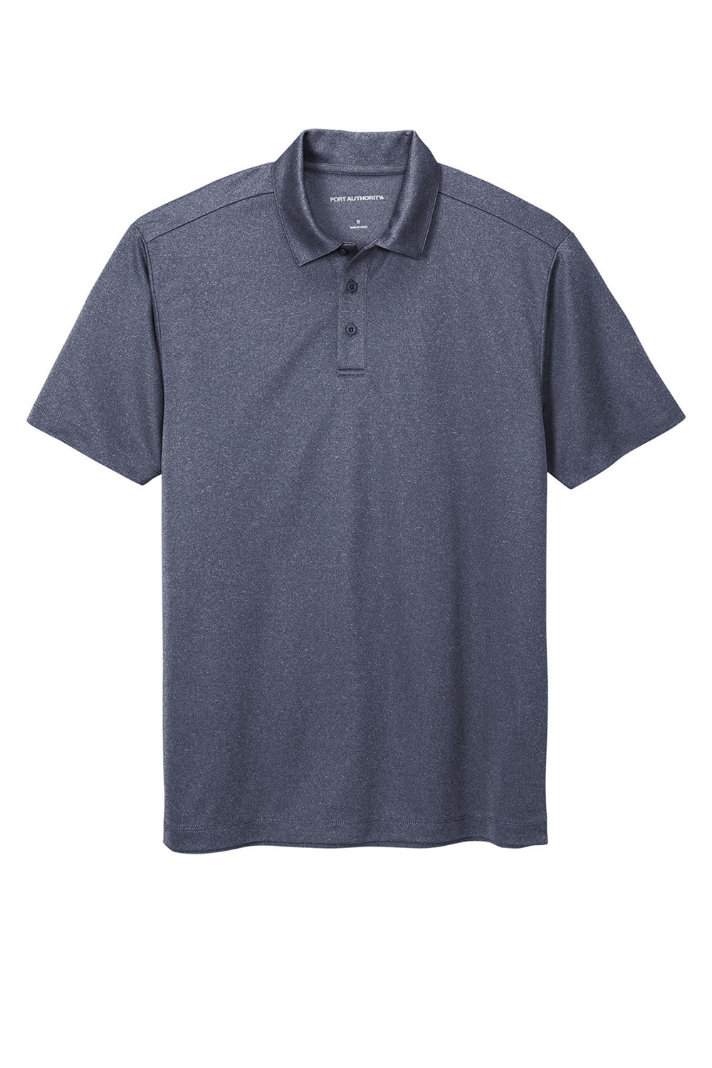 Port Authority K542 Mens Silk Touch Performance Moisture Wicking Short Sleeve Polo Shirt Heather Navy Blue Flat Front