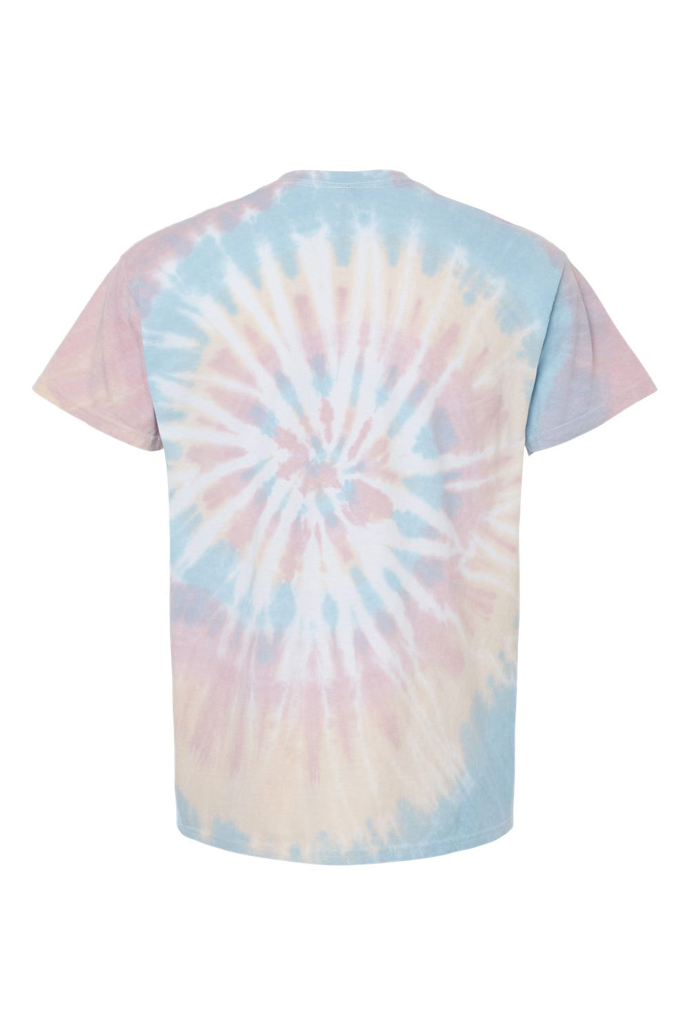 Dyenomite 200MS Mens Spiral Tie Dyed Short Sleeve Crewneck T-Shirt Desert Rainbow Flat Back