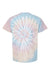 Dyenomite 200MS Mens Spiral Tie Dyed Short Sleeve Crewneck T-Shirt Desert Rainbow Flat Back