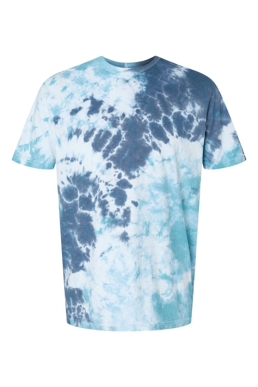 Dyenomite 640LM Mens LaMer Over Dyed Crinkle Tie Dyed Short Sleeve Crewneck T-Shirt Gulf Flat Front