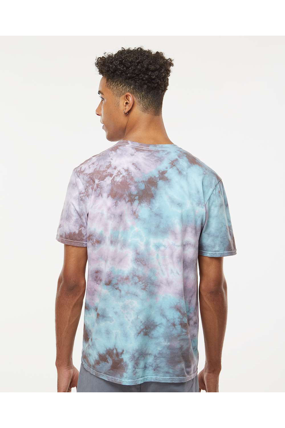 Dyenomite 640LM Mens LaMer Over Dyed Crinkle Tie Dyed Short Sleeve Crewneck T-Shirt Pacific Model Back