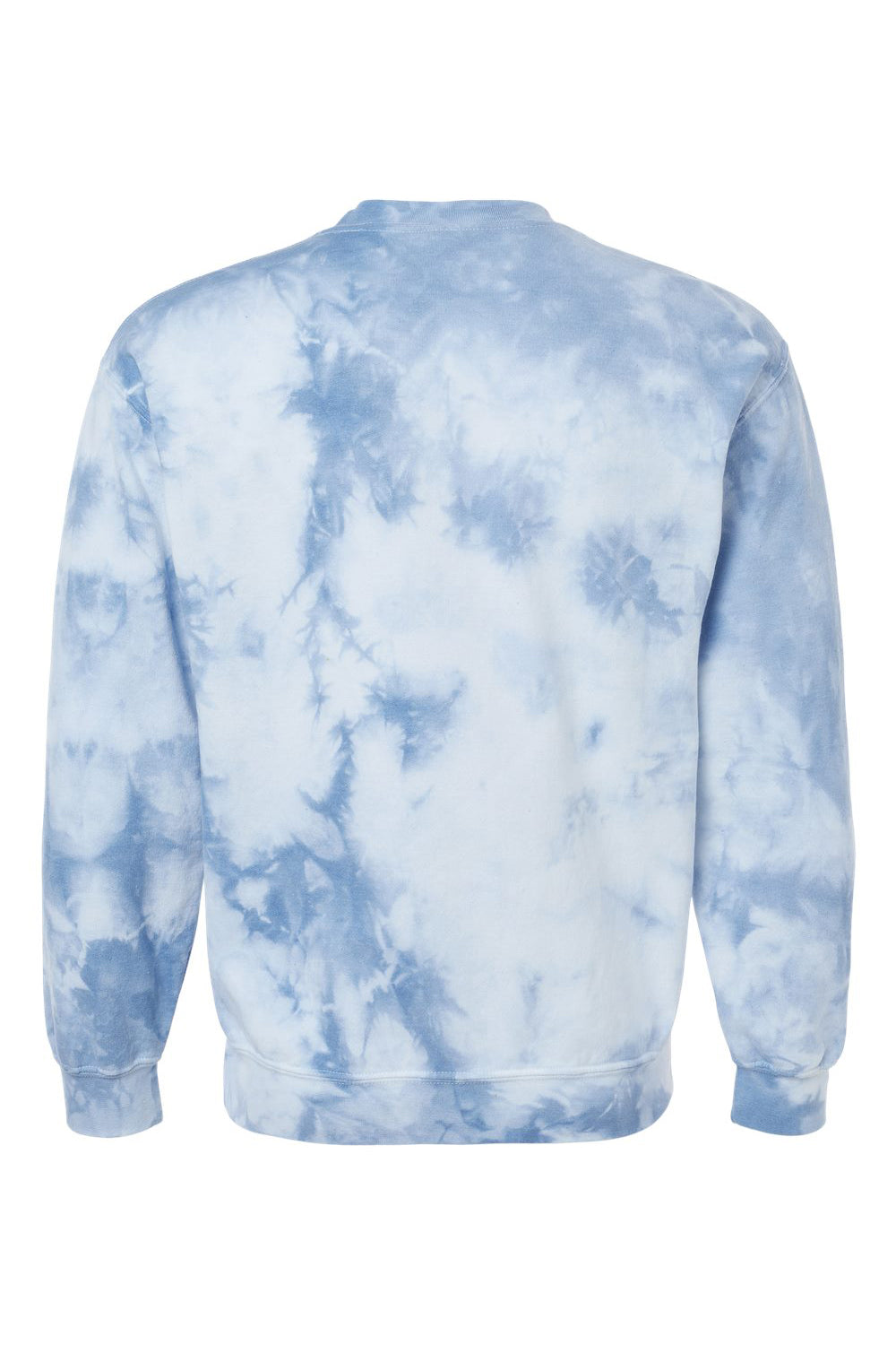 Dyenomite 681VR Mens Tie Dyed Crewneck Sweatshirt Cloudy Sky Crystal Flat Back