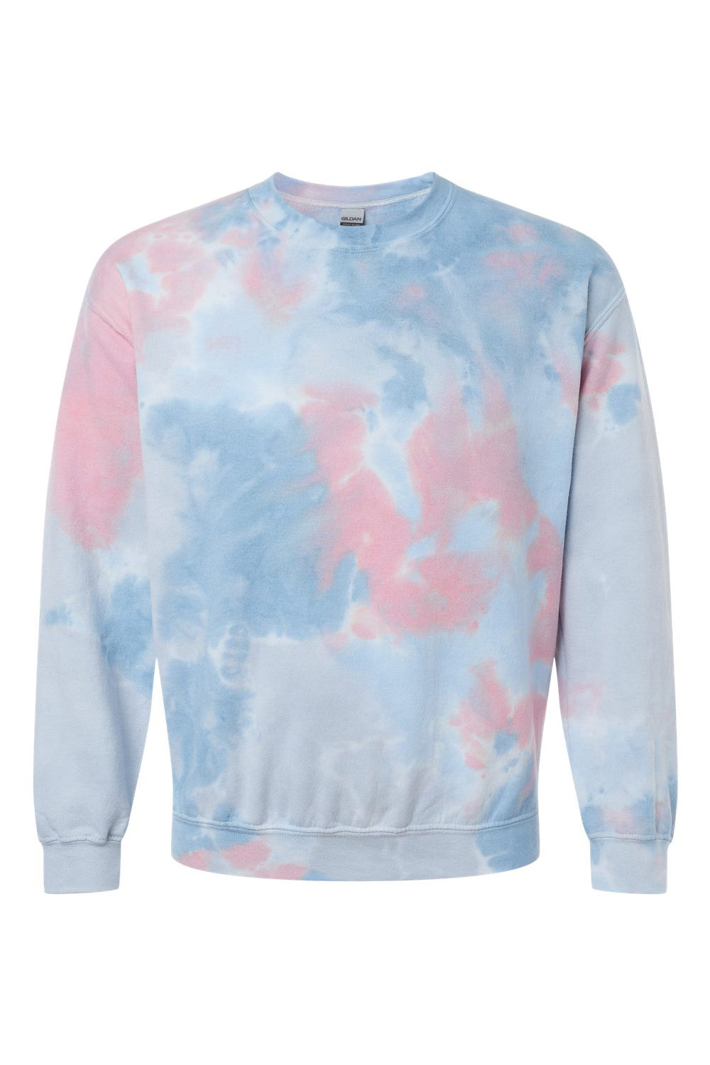 Dyenomite 681VR Mens Tie Dyed Crewneck Sweatshirt Coral Dream Flat Front