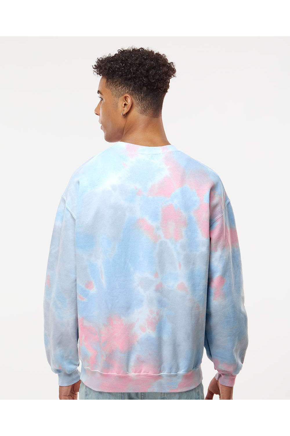 Dyenomite 681VR Mens Tie Dyed Crewneck Sweatshirt Coral Dream Model Back