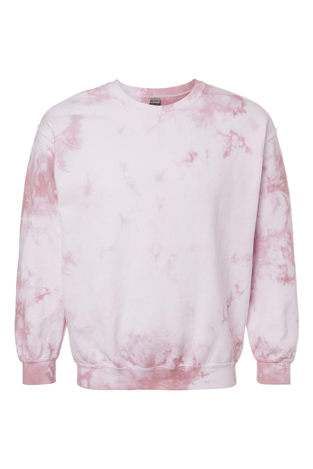 Dyenomite 681VR Mens Tie Dyed Crewneck Sweatshirt Rose Crystal Flat Front