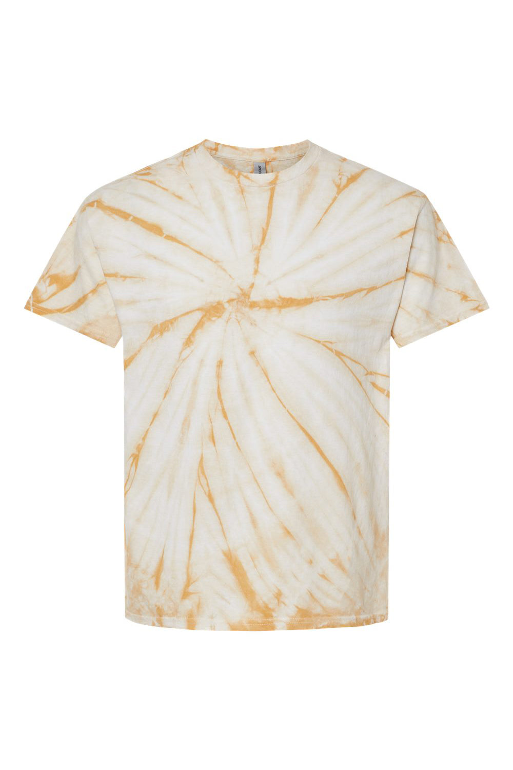 Dyenomite 200CY Mens Cyclone Pinwheel Tie Dyed Short Sleeve Crewneck T-Shirt Honey Flat Front