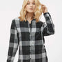 Burnside Womens Boyfriend Flannel Long Sleeve Button Down Shirt - Black/Grey