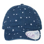 Infinity Her Womens Garment Washed Fashion Print Moisture Wicking Adjustable Hat - Navy Blue/White Stars