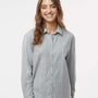 Burnside Womens Boyfriend Flannel Long Sleeve Button Down Shirt - Grey/White