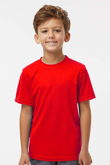 Augusta Sportswear 791 Youth Nexgen Moisture Wicking Short Sleeve Crewneck T-Shirt Scarlet Red Model Front