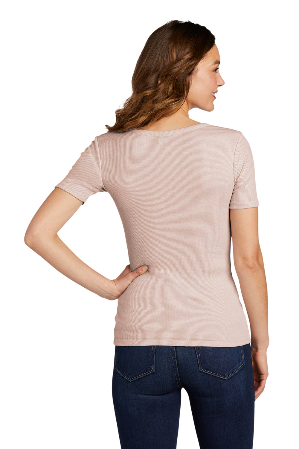 District DT6020 Womens Very Important Short Sleeve Scoop Neck T-Shirt Smokey Iris Model Back