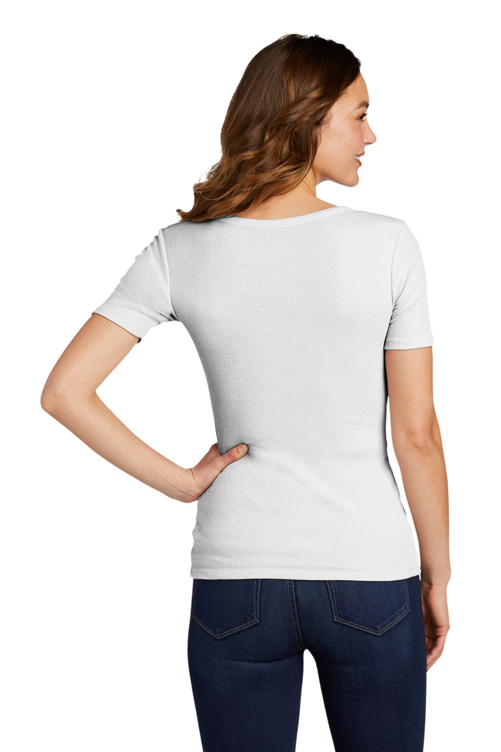 District DT6020 Womens Very Important Short Sleeve Scoop Neck T-Shirt White Model Back