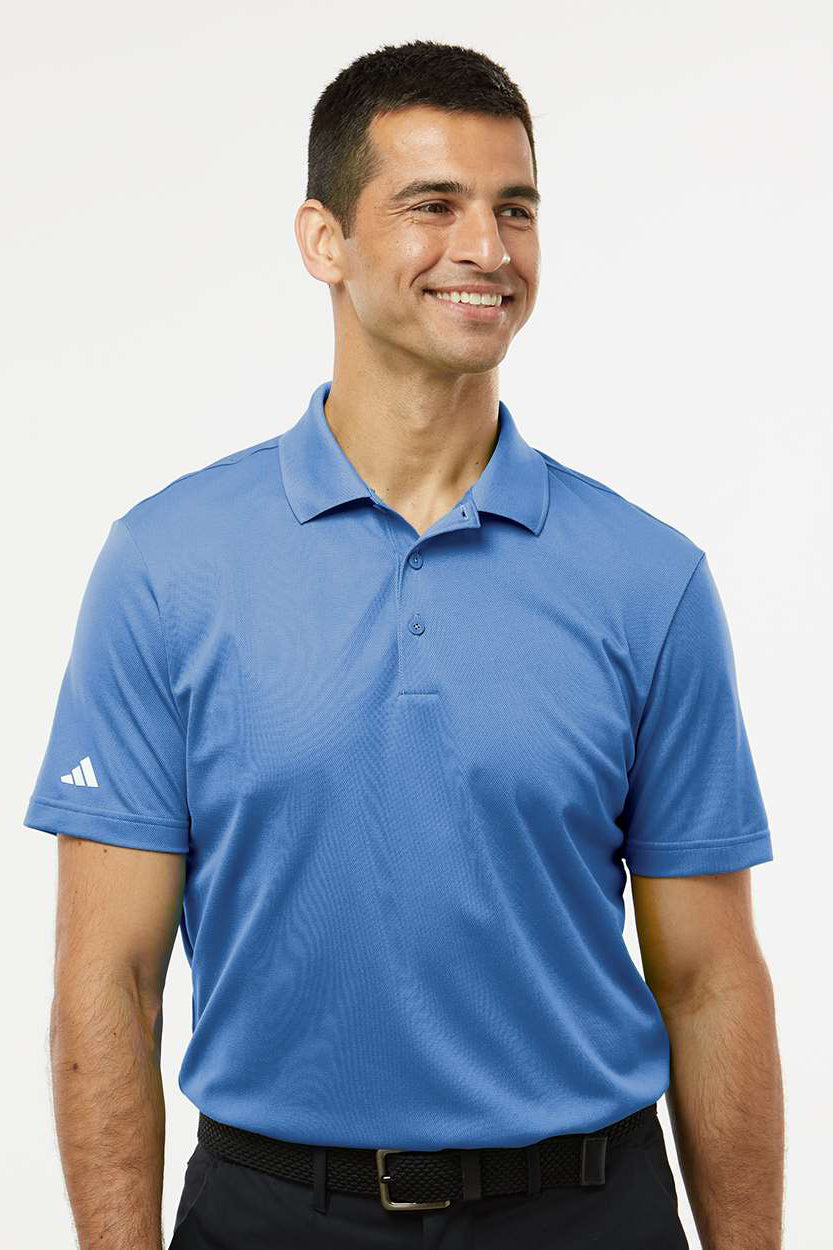 Adidas A430 Mens UV Protection Short Sleeve Polo Shirt Blue Fusion Model Front