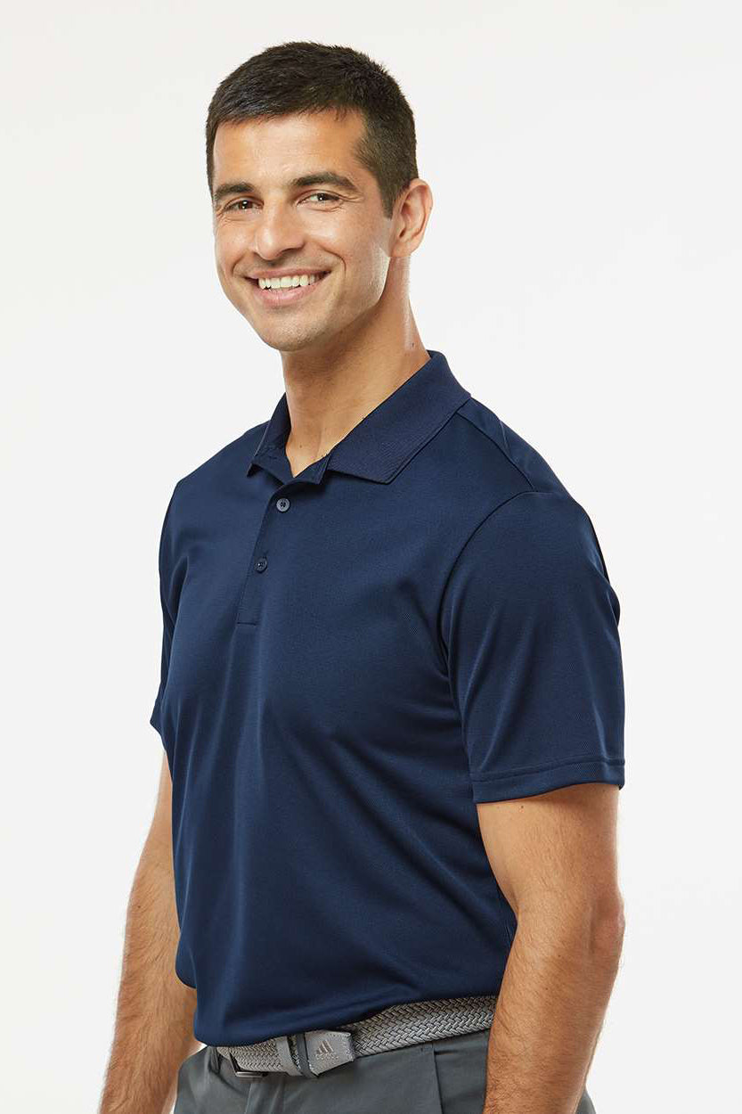 Adidas A430 Mens UV Protection Short Sleeve Polo Shirt Collegiate Navy Blue Model Side