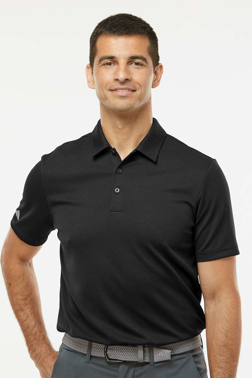 Adidas A580 Mens Micro Pique Short Sleeve Polo Shirt Black Model Front