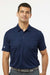 Adidas A580 Mens Micro Pique Short Sleeve Polo Shirt Collegiate Navy Blue Model Front