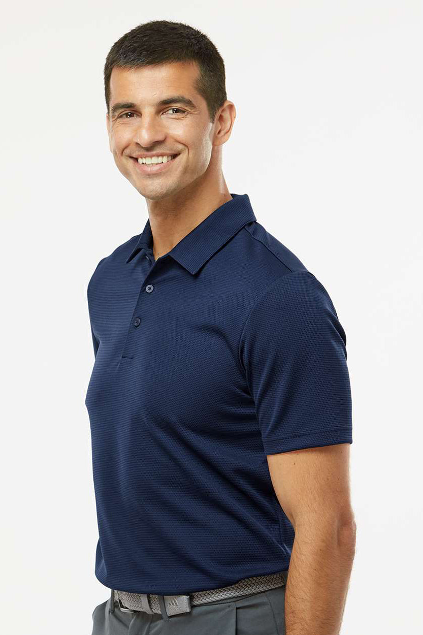 Adidas A580 Mens Micro Pique Short Sleeve Polo Shirt Collegiate Navy Blue Model Side