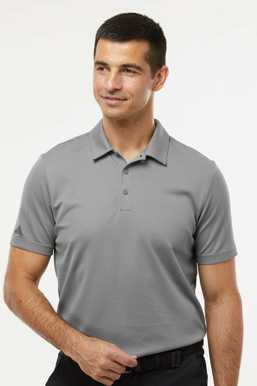 Adidas A580 Mens Micro Pique Short Sleeve Polo Shirt Grey Model Front