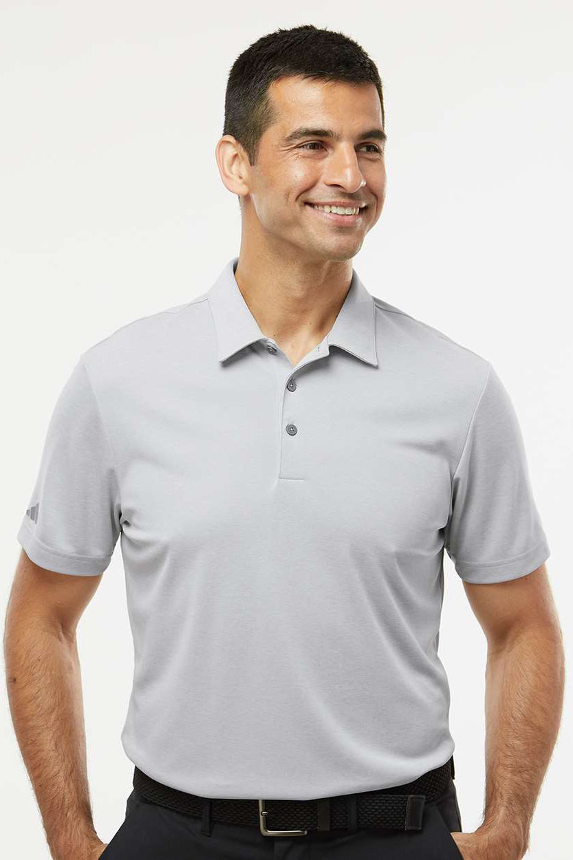 Adidas A582 Mens Heathered Short Sleeve Polo Shirt Grey Melange Model Front