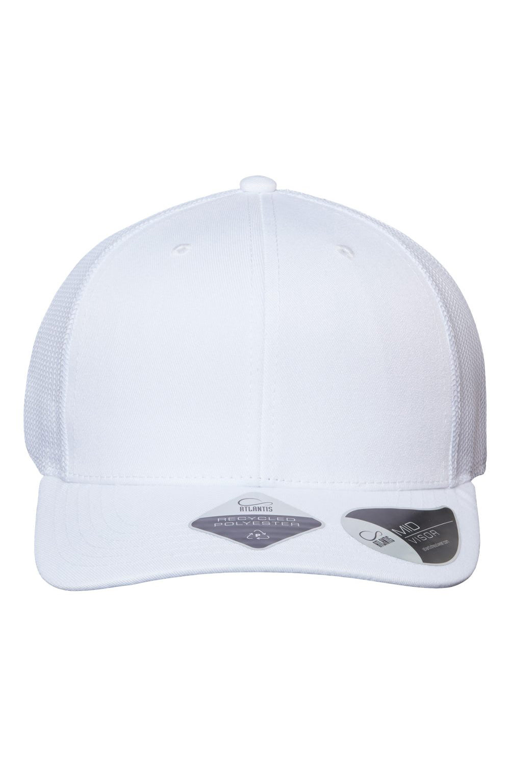 Atlantis Headwear BRYCE Mens Sustainable Snapback Trucker Hat White/White Flat Front