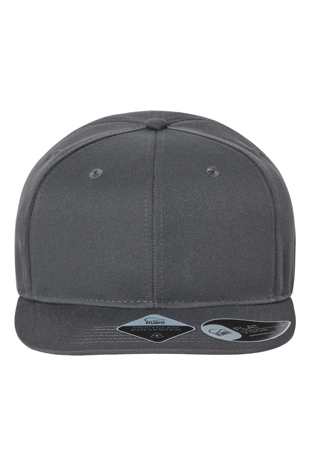 Atlantis Headwear JAMES Mens Sustainable Flat Bill Snapback Hat Dark Grey Flat Front