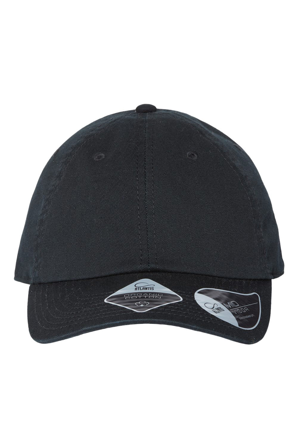 Atlantis Headwear FRASER Mens Sustainable Adjustable Dad Hat Black Flat Front