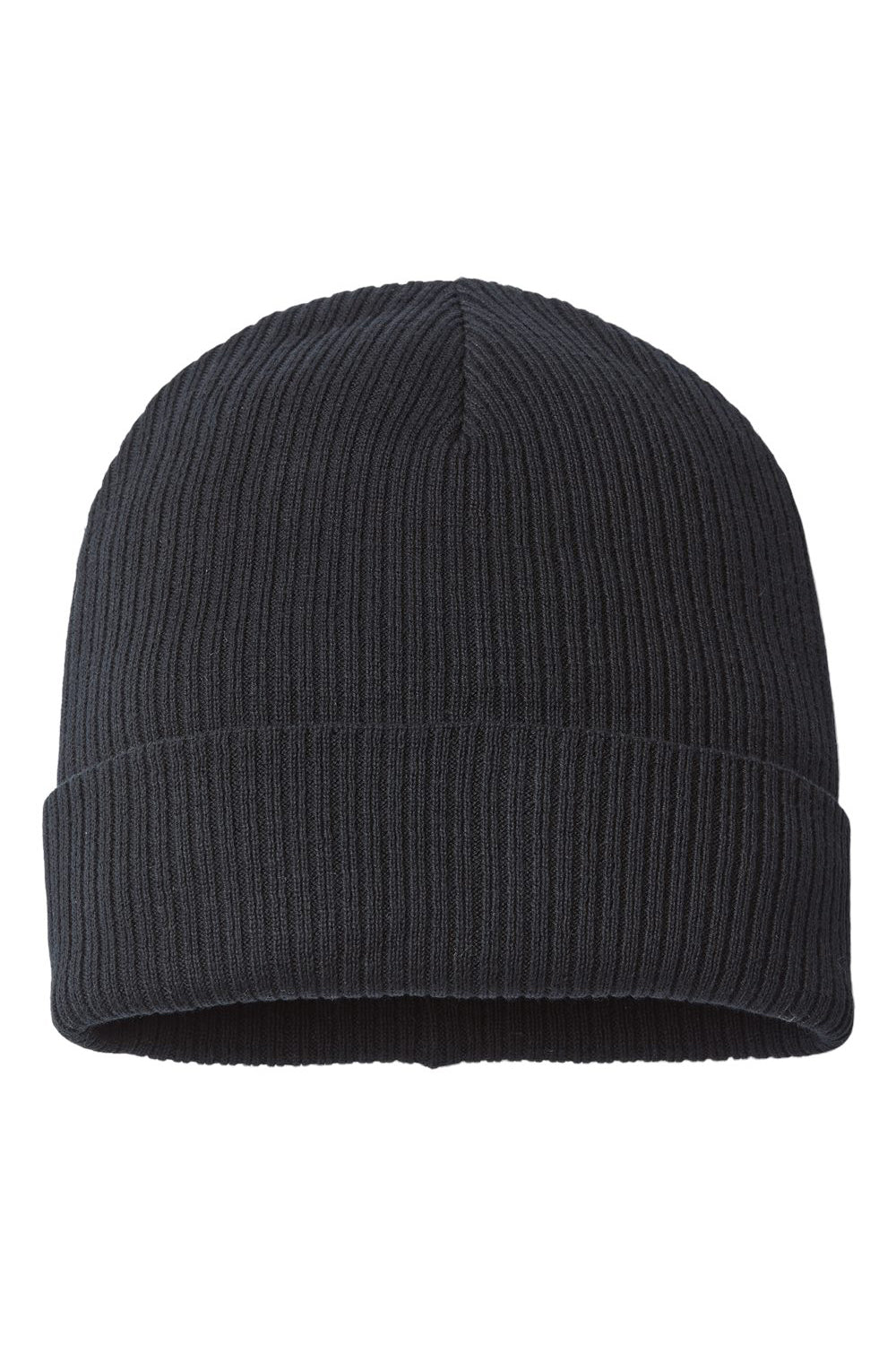 Atlantis Headwear NELSON Mens Sustainable Cuffed Beanie Black Flat Front