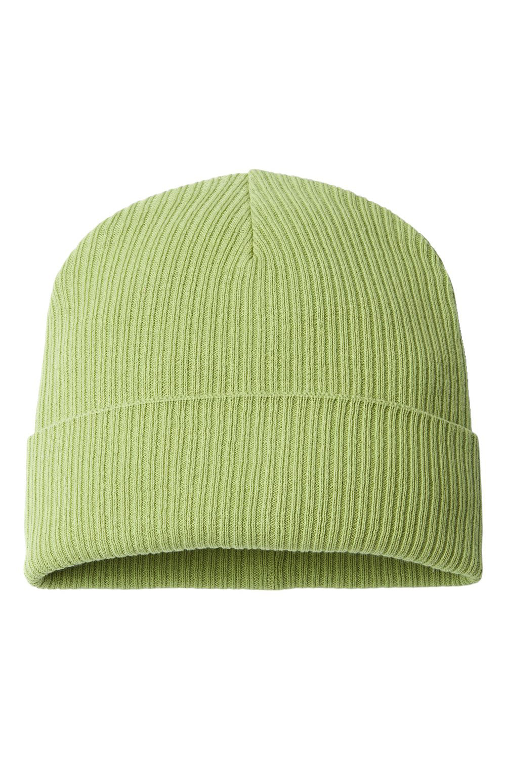 Atlantis Headwear NELSON Mens Sustainable Cuffed Beanie Leaf Green Flat Front