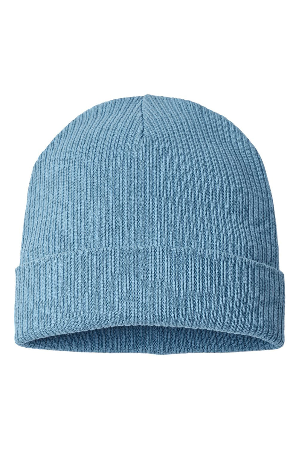 Atlantis Headwear NELSON Mens Sustainable Cuffed Beanie Light Avio Blue Flat Front