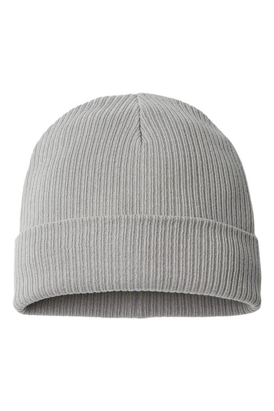 Atlantis Headwear NELSON Mens Sustainable Cuffed Beanie Light Grey Flat Front