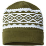 Cap America Mens USA Made Diamond Cuffed Beanie - Olive Green/Silver Grey - NEW