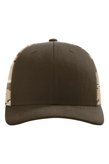 Richardson 112PM Mens Printed Mesh Trucker Hat Brown/Desert Camo Flat Front