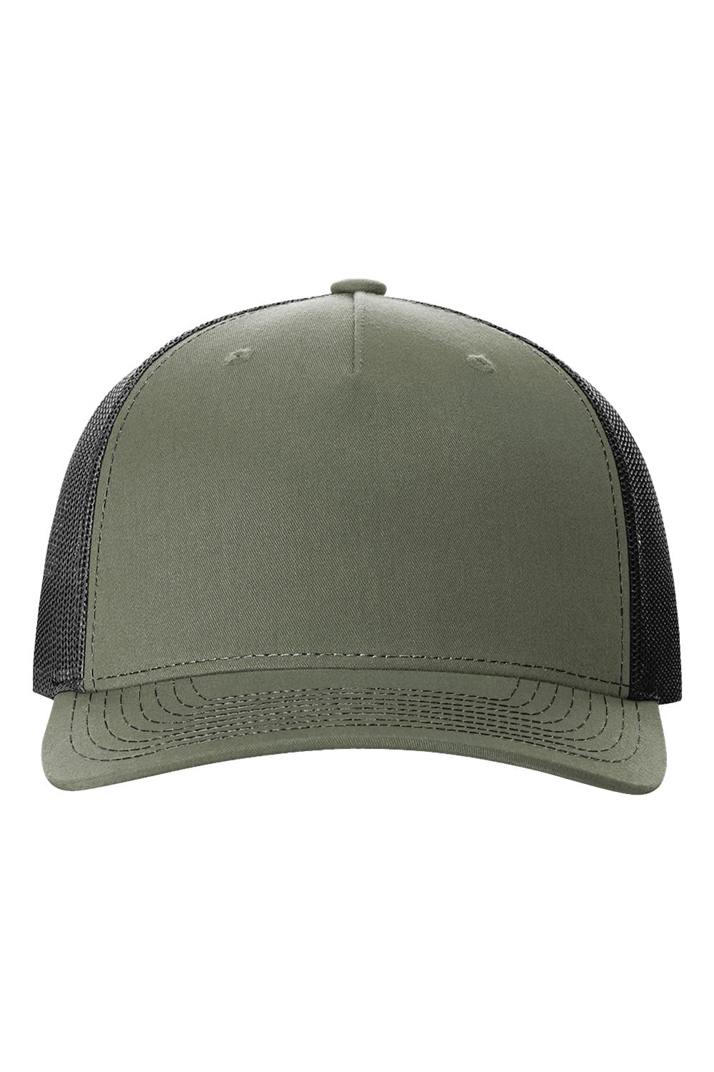 Richardson 112FP Mens 5 Trucker Hat Loden Green/Black Flat Front