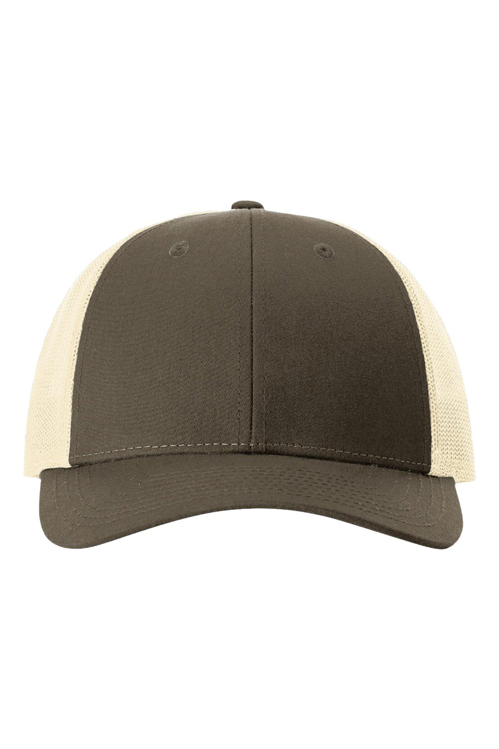 Richardson 115 Mens Low Pro Trucker Hat Chocolate Chip Brown/Birch Flat Front