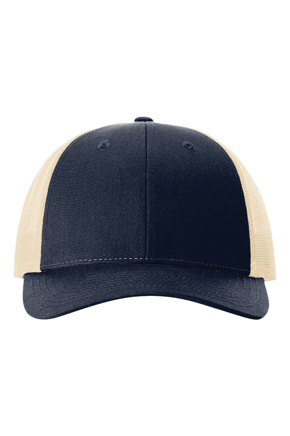 Richardson 115 Mens Low Pro Trucker Hat Navy Blue/Khaki Flat Front