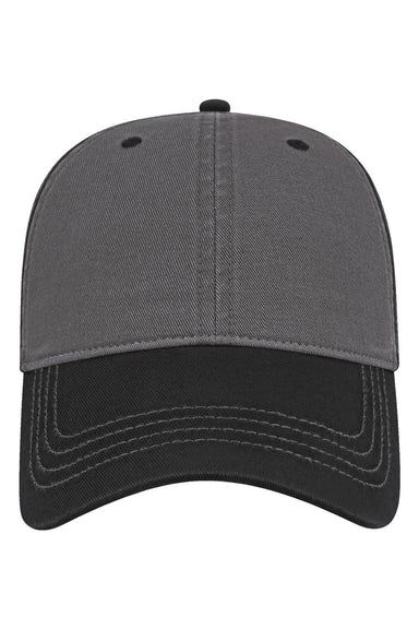 Cap America i1002 Mens Relaxed Adjustable Dad Hat Dark Grey/Black Flat Front
