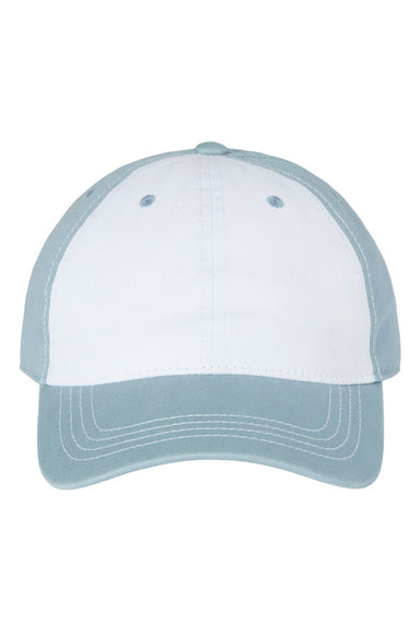 Cap America i1002 Mens Relaxed Adjustable Dad Hat White/Smoke Blue Flat Front