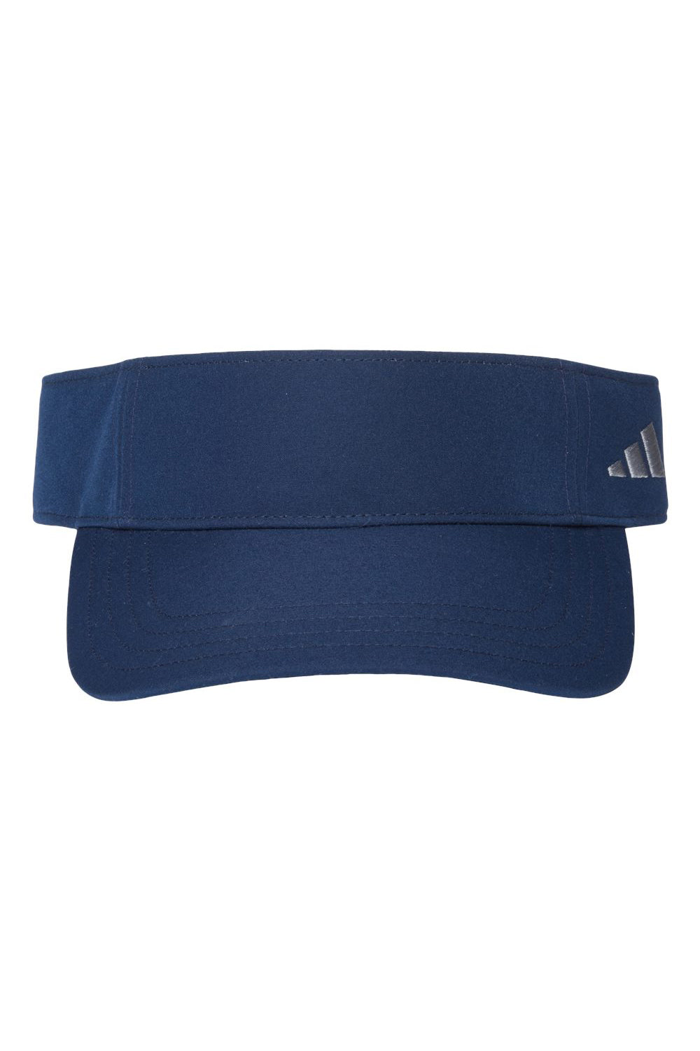 Adidas A653S Mens Sustainable Performance Moisture Wicking Adjustable Visor Collegiate Navy Blue Flat Front