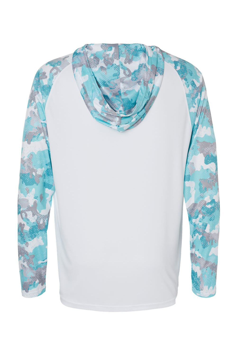 Paragon 240 Mens Tortuga Extreme Performance Long Sleeve Hooded T-Shirt Hoodie White/Aqua Blue Camo Flat Back