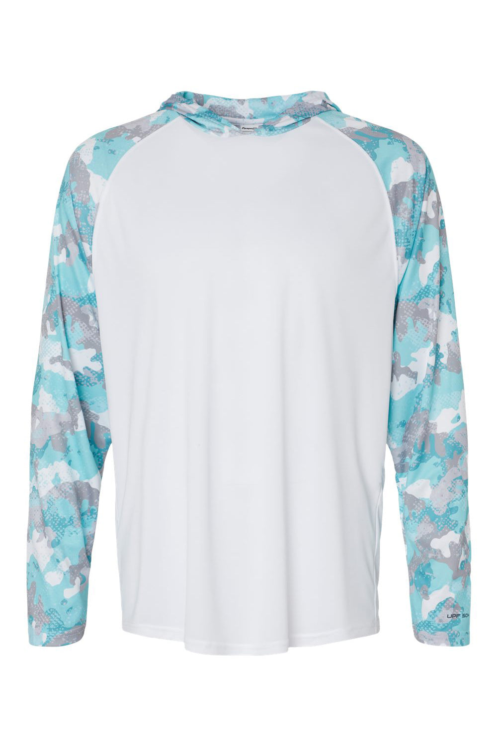 Paragon 240 Mens Tortuga Extreme Performance Long Sleeve Hooded T-Shirt Hoodie White/Aqua Blue Camo Flat Front