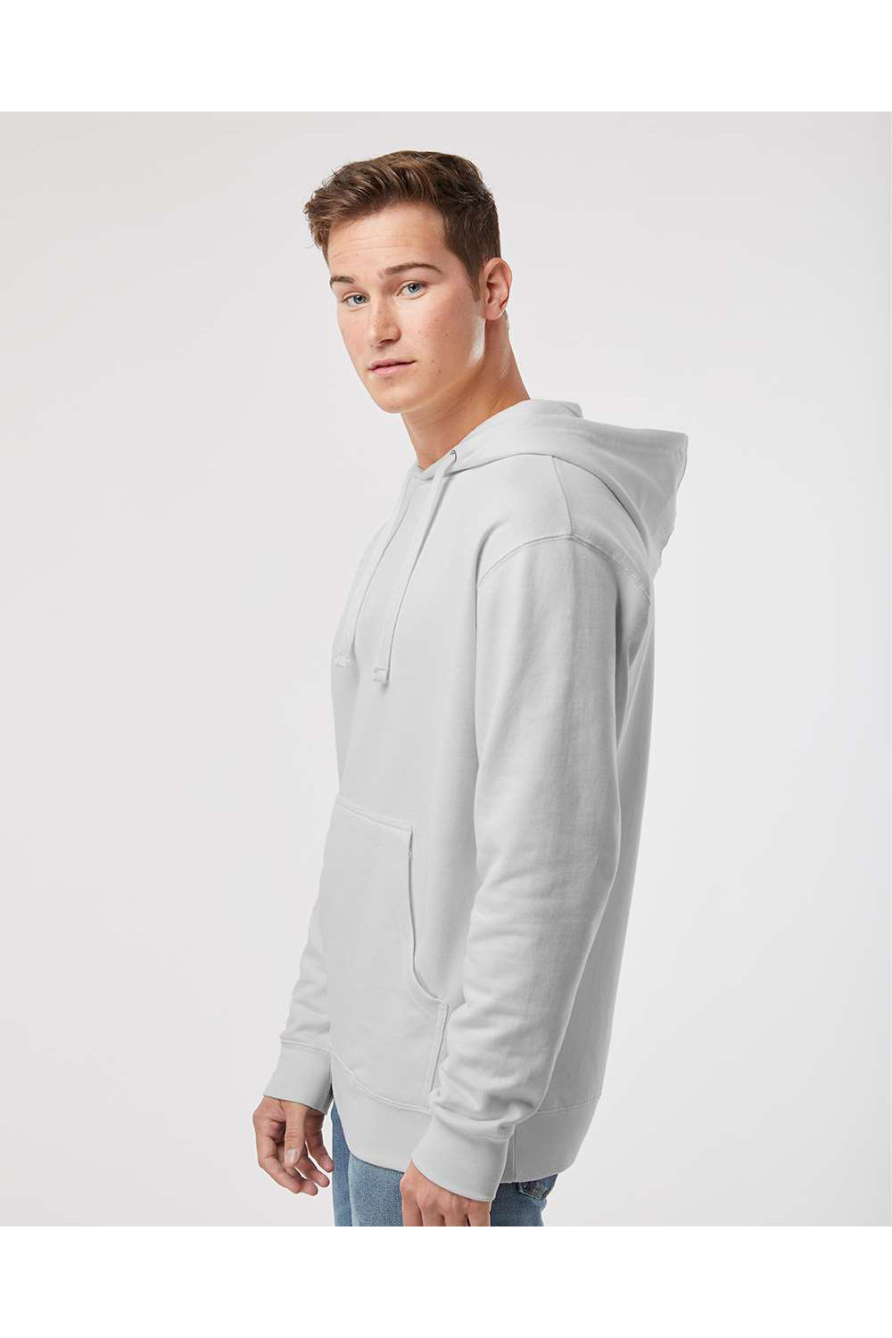 Independent Trading Co. SS4500 Mens Hooded Sweatshirt Hoodie Smoke Grey Model Side