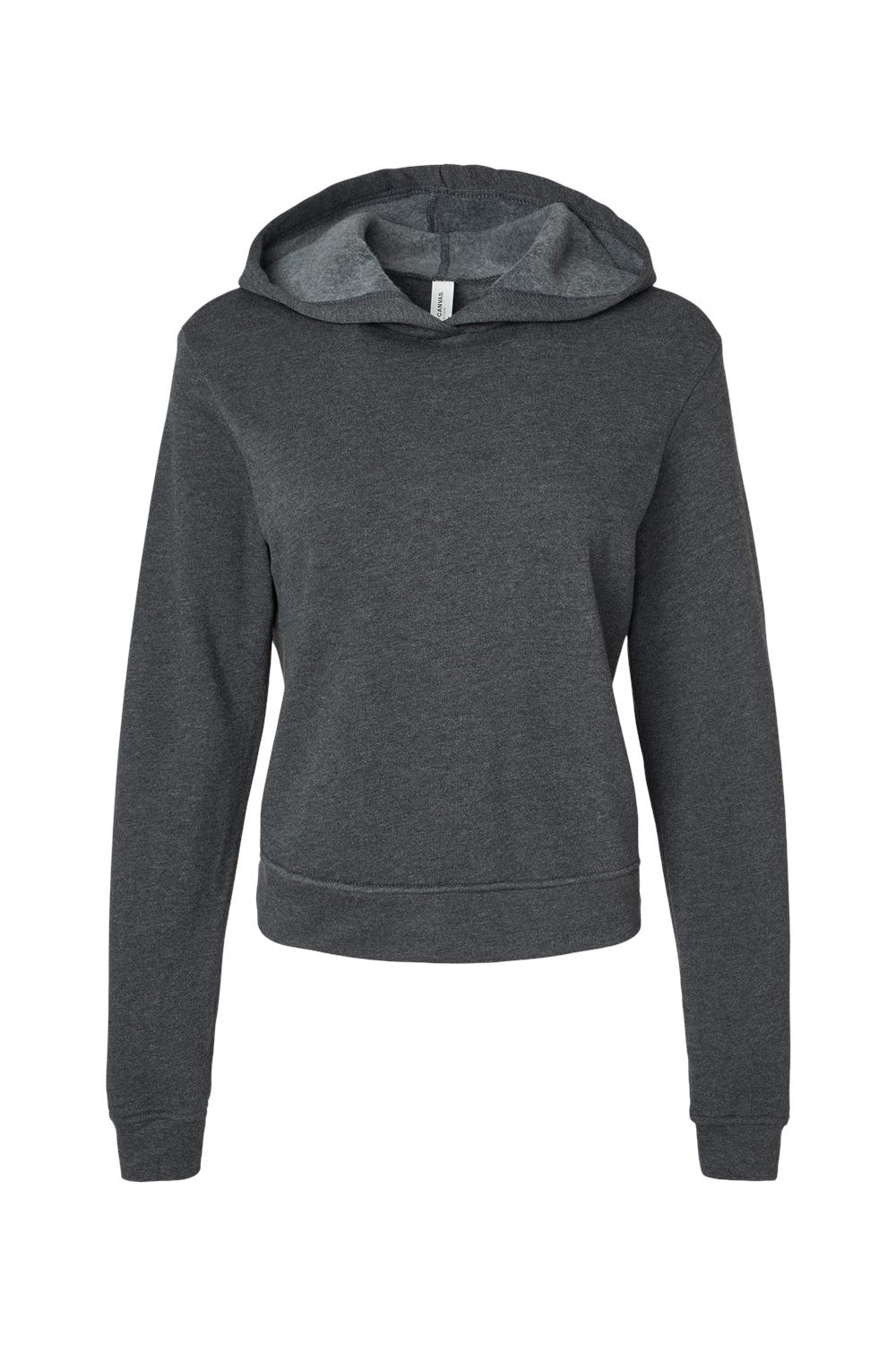 Bella + Canvas 7519 Womens Classic Hooded Sweatshirt Hoodie Heather Dark Grey Flat Front