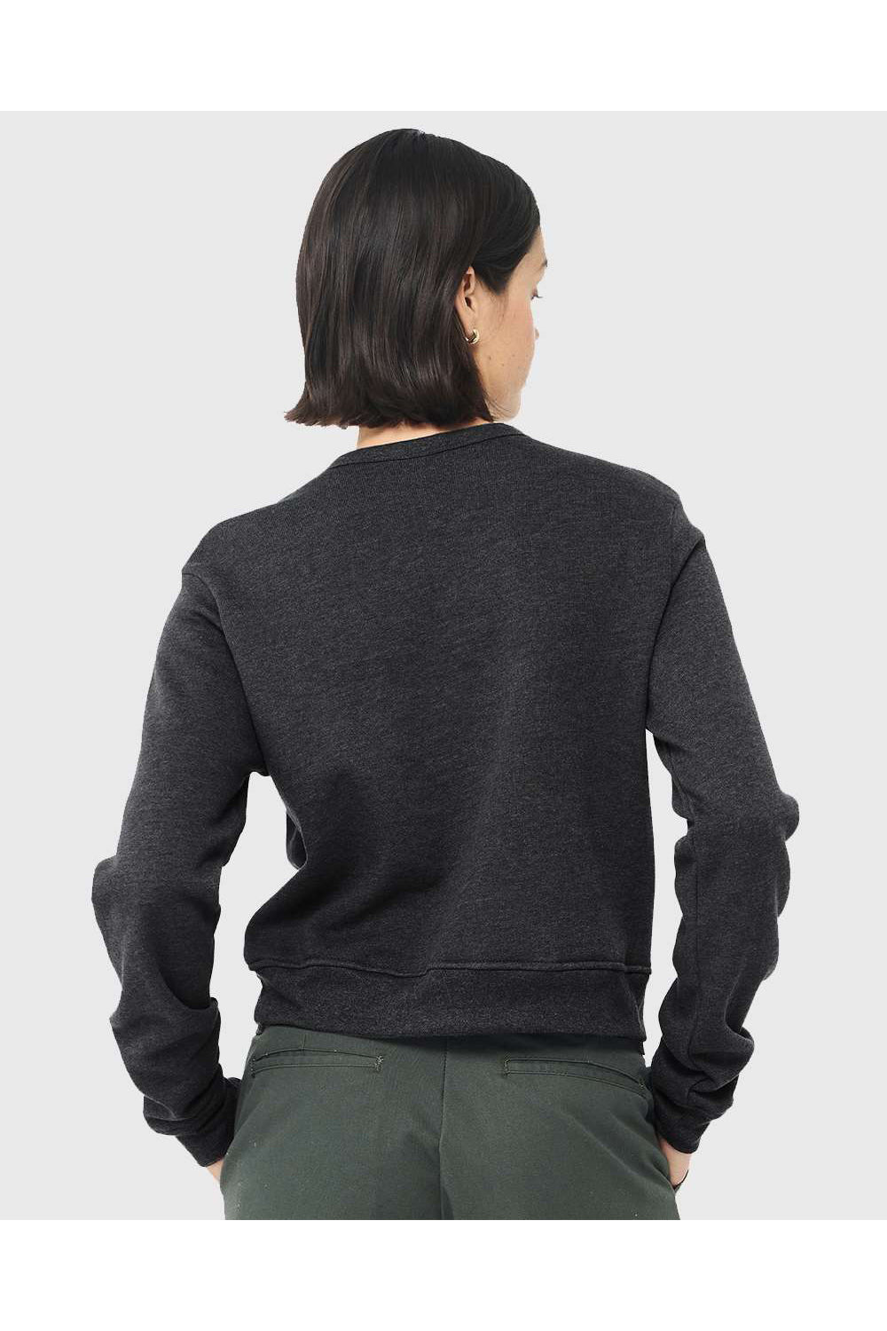 Bella + Canvas 7511 Womens Sponge Fleece Classic Crewneck Sweatshirt Heather Dark Grey Model Back