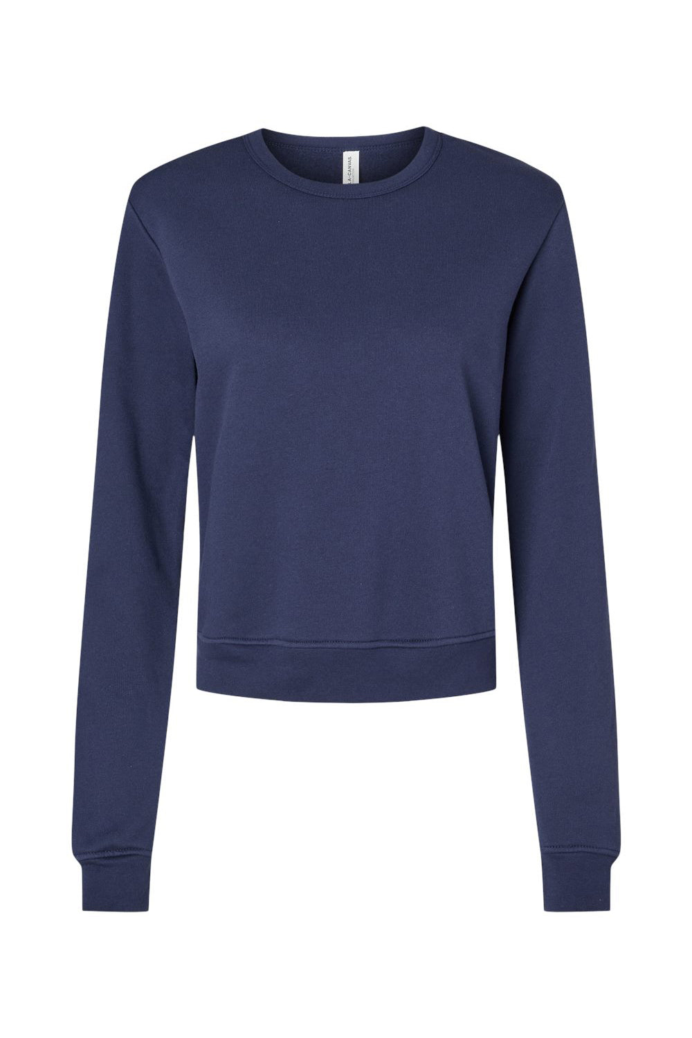 Bella + Canvas 7511 Womens Sponge Fleece Classic Crewneck Sweatshirt Navy Blue Flat Front