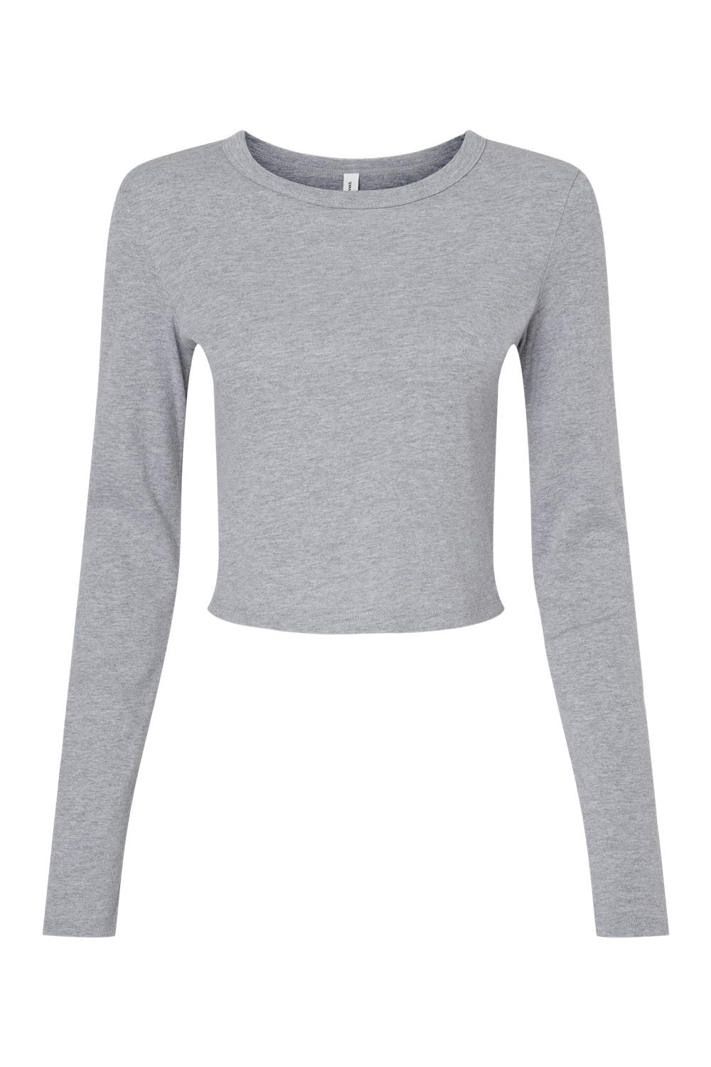 Bella + Canvas 1501 Womens Micro Rib Long Sleeve Crewneck T-Shirt Heather Grey Flat Front