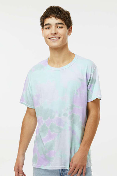 Dyenomite 650DR Mens Dream Tie Dyed Short Sleeve Crewneck T-Shirt Lotus Model Front